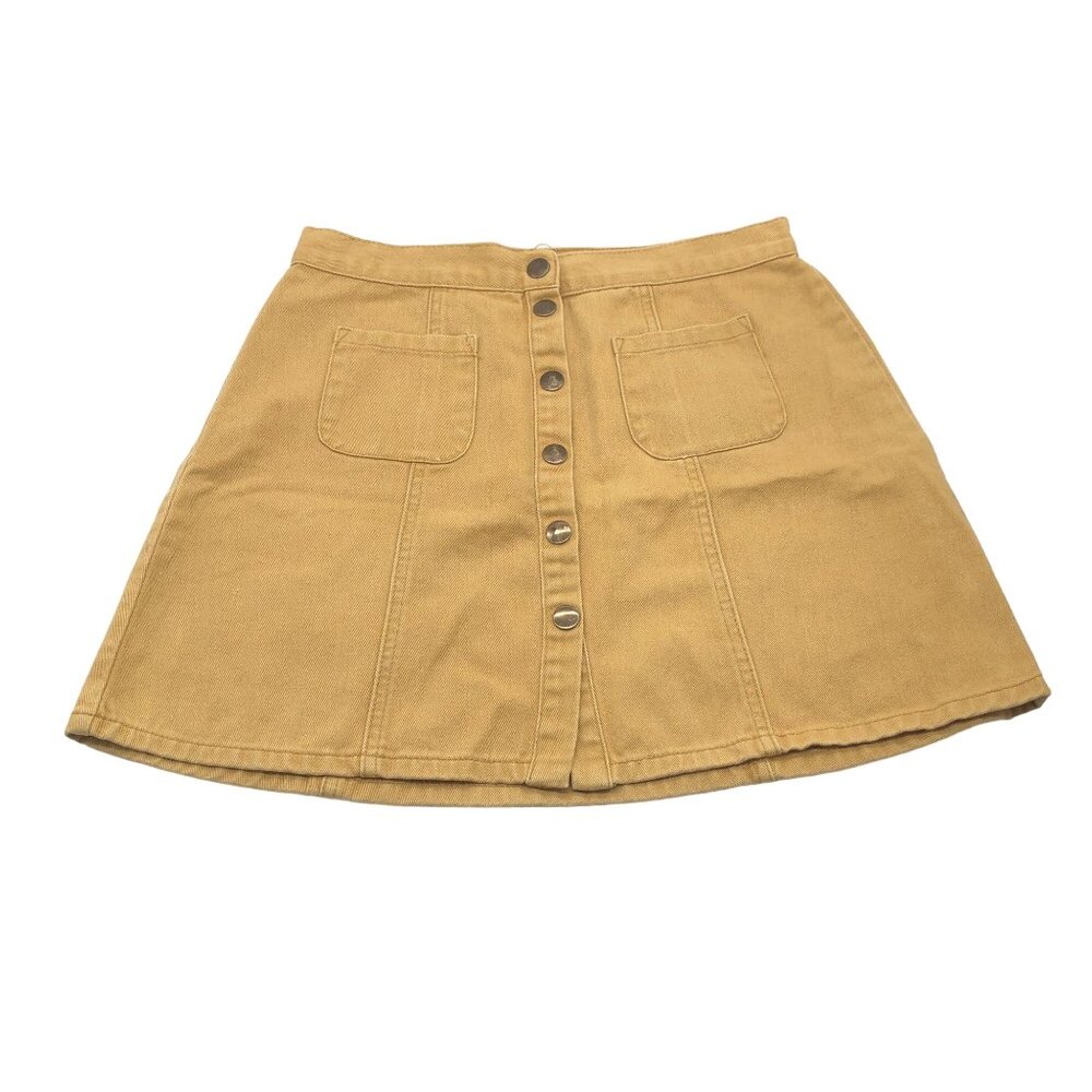 BDG Womens Tan Button-Front A-Line Mini Skirt Size M
